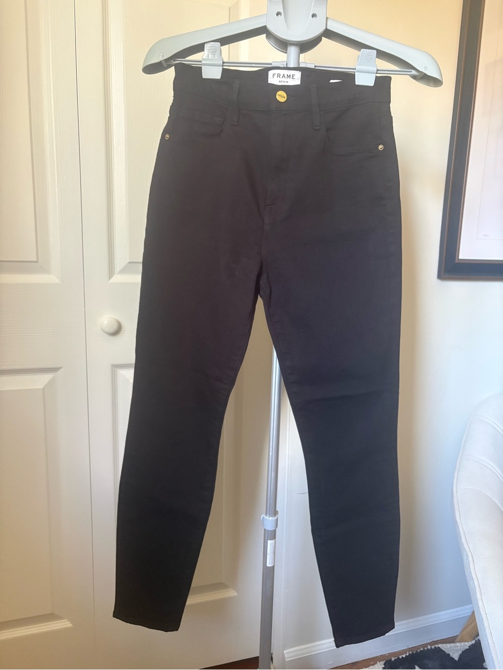 FRAME Denim Ali High Rise Cigarette Jeans - Noir (Black) - Size 27 - Picture 2 of 15